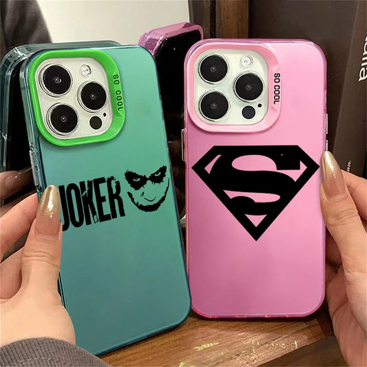 B-atmans Superman Logo For iPhone 15 14 13 12 11 Pro Max XS Max X XR 7 8 Plus 6S Fashion Colorful Silver Phone Case