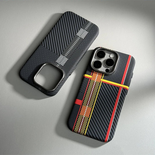 Hit Color Carbon Fibre Relief MagSafe Phone Case for iPhone 16 14 15pro max 15 13 Pro Wireless Charging Alloy Lens Hard PC Cover