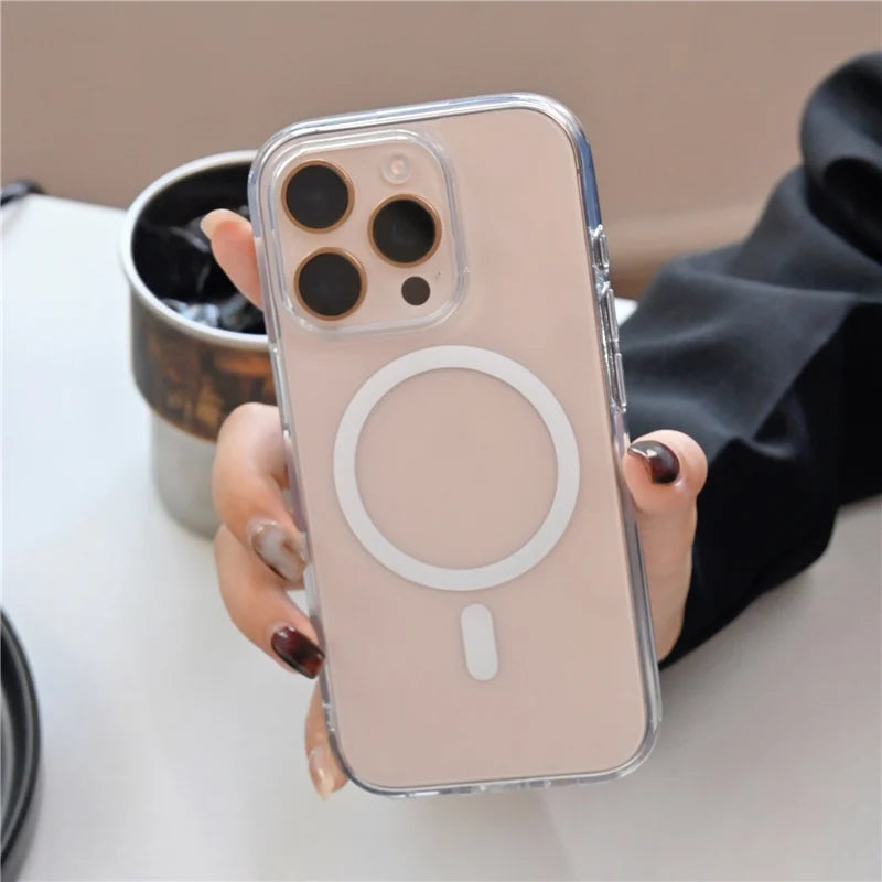 For Magesafe Magnetic Transparent Wireless Charge Case For iPhone 16 16Pro 16Pro Max Plus Active Camera Button Shockproof Cover