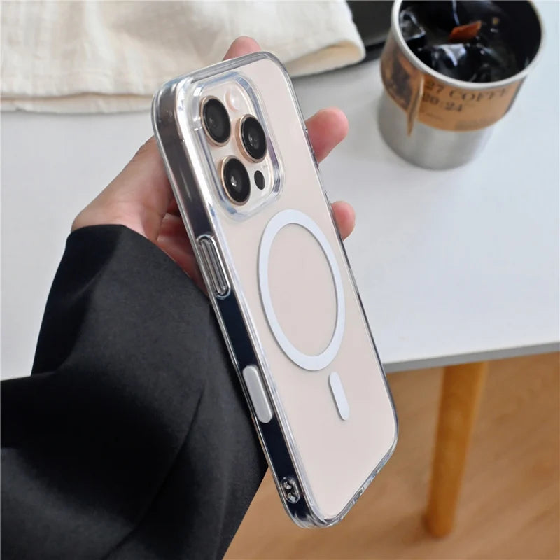 For Magesafe Magnetic Transparent Wireless Charge Case For iPhone 16 16Pro 16Pro Max Plus Active Camera Button Shockproof Cover