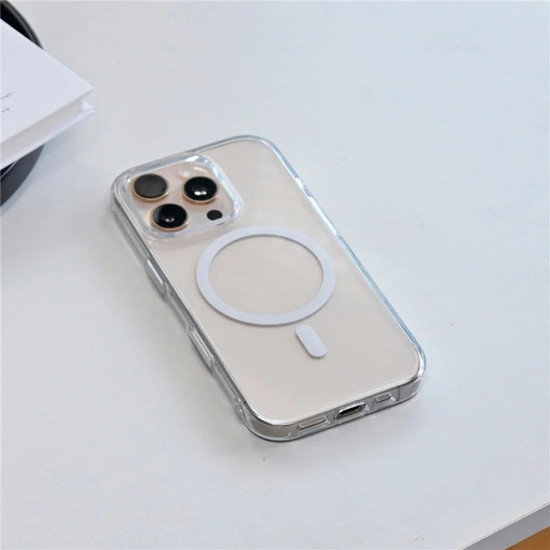 For Magesafe Magnetic Transparent Wireless Charge Case For iPhone 16 16Pro 16Pro Max Plus Active Camera Button Shockproof Cover